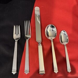 Five (5) Piece Place Setting Of Tiffany Hampton Sterling Silver Flatware
